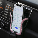 Soporte Porta Celular Automovil Mujer Carro Rosa Brillo Auto