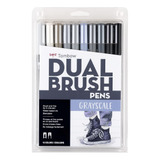 Marcadores Colores Grises Negro Punta 10pz Tombow Dual Brush