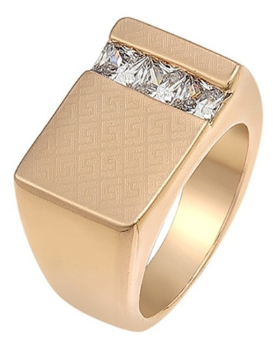 Anillo Grueso Sello Swarovski Oro 18k Lam Calidad Premium