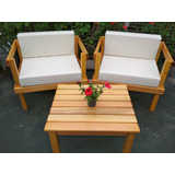 Juego De Sillones, Madera Para Jardin, Living Y Mesa Ratona.