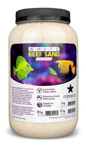 Mbreda *  Areia White Reef Sand Pote 6kg ( Marinho )