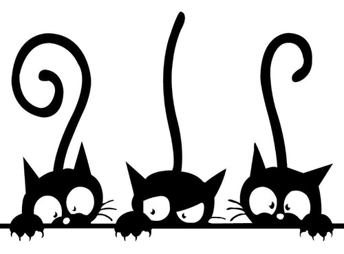 Pegatinas De Pared Con Diseo De Tres Gatos Y Dibujos Animado