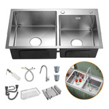 Fregadero Tarja Acero Inox 2 Tinas Anti-ruido + Escurridor