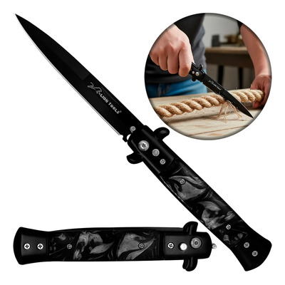 Navaja Stiletto Clásica Automática De Boton Italiana Táctica Negro | Meses sin interés