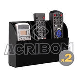 Suporte Acrílico Triplo P/ Controle Remoto Preto Kit 2 Pçs