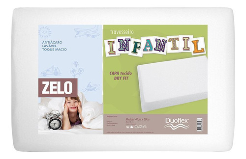 Travesseiro Infantil Duoflex Para Mini Cama 0.40x0.60m Cor Branco