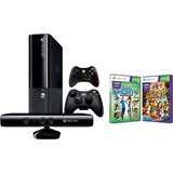 Xbox 360 Slim 4gb Kinect 02 Controles + Jogos 