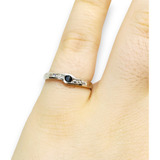 Anillo Plata 925 Con Cubic Y Centro Negro Mujer