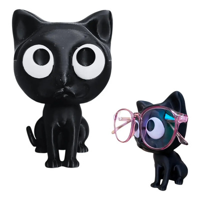 Soporte Para Lentes Porta Lentes 3d Gatito De Escritorio Negro