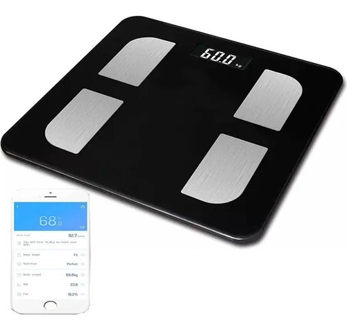 Bascula Inteligente Digital Pesa Vidrio App Bluetooth Color Negro O Blanco 110v