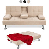 Sofa Cama Plegable De Lino Color Beige Marca Best Choice P