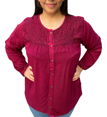 Blusa Camisa Bordada Amplia Hindu Comoda Colores - Anaandi