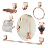 Kit Banheiro Acessórios 7 Peças Lorenzetti 2000 Rose Gold 