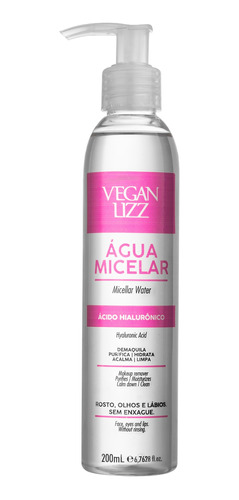 Água Micelar Solução Limpeza Facial Ácido Hialurônico 200ml