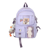 Mochila  Kawaii Hidrófugo Colegio Nailon Niña Bolso Peluche