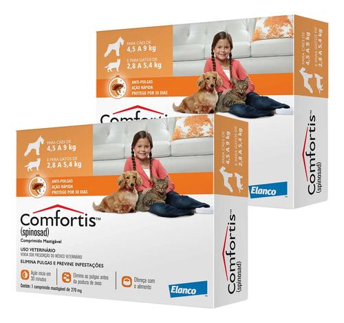 2 Comfortis Antipulgas Cães (4,5 A 9kg) Gatos (2,8 A 5,4kg)