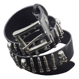 Cool Mens Bullet Skull Stud Punk Rock Biker Cinturón De Cuer