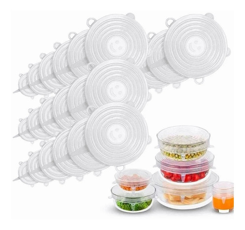 Tapas De Silicona Elástica Ajustable Alimentos Cocina 24pzs