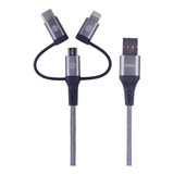 Cabo 3 Em 1 X-trax Micro Usb Tipoc Homologado P/apple Cinza