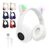 Auriculares Oreja De Gato Gamer Bluetooth Luz Led Neko Usb