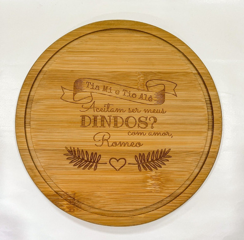 10 Convites P/padrinhos Personalizados Tábua Em Bambu 30cm