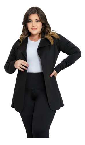 Casaco Blazer Plus Size Neoprene Casual Social Festa Inverno