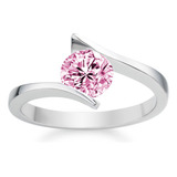 Anillo Oro 14k Certificado Diamante Rosa Swarovski M Rbl