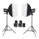 Kit Flash Estúdio Godox Sk400 Ii 220v Com Rádio E Tripé