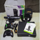 Xbox 360 Slim 4gb + 2 Controles + Kinect + Volante + 58 Jogo