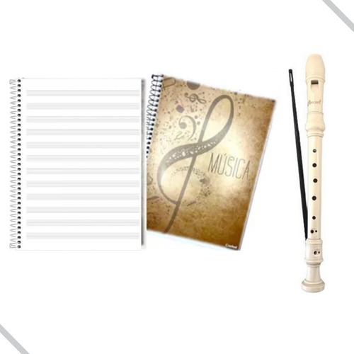 Caderno De Musica Grande C/ Pautas E Flauta Doce Germanica