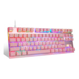 Teclado Mecanico Gamer Motospeed 87 Teclas Rosa Rgb Usb