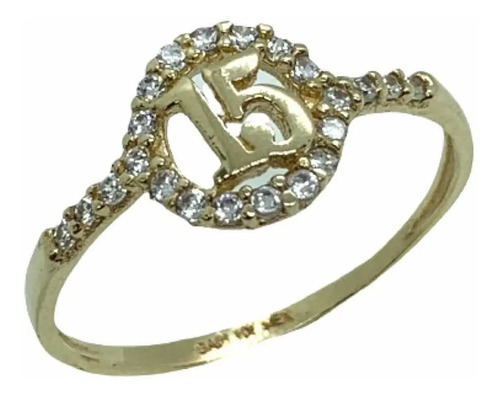 Anillo 15 Años Circular Económico Zirconia En Lateral 10k