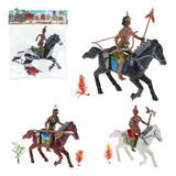 3 Índio Brinquedo Cavalo Apache Velho Oeste Cowboy Miniatura