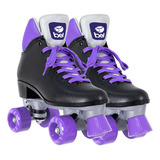 Patins Quad Retro Clássico 4 Rodas Preto & Roxo Bel. Roller