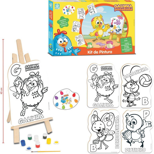 Kit De Pintura Infantil Galinha Pintadinha C/ Cavalete - Nig