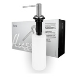 Dispenser Dosador De Sabão Porta Detergente Embutir Iura Fluss Bancada Inox Cromado 500ml