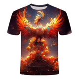 Playera De Manga Corta Con Estampado Digital Phoenix Fire C