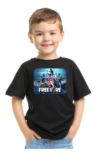 Polera De Niño 100% Algodón Free Fire Grupo