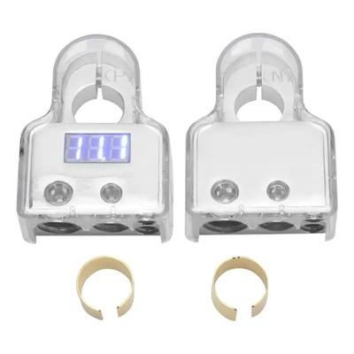 2*conectores De Terminal De Batería De Coche Con Voltímetro