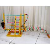 Playground Para Calopsita Com Ponte Externa - Amarelo