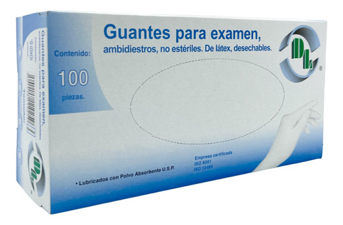 Guante Látex No Estéril Para Examen Médico Ambidiestro Caja 