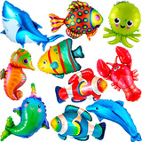 10 Globo Peces De Mar Cotillon Candybar Combo Animal Granja