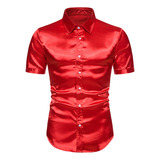 Silk Satin Shirt Men Short Sleeve Mens Shirt Men Shirts