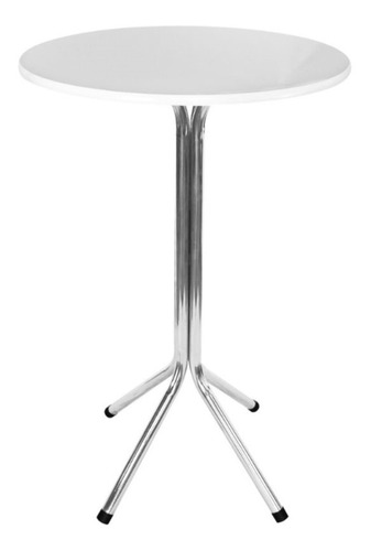 Mesa Alta Bistrô Tampo 60cm Redondo Branco Restaurante Casa