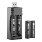 Bonai Baterias Aa Recargables Con Cargador, Cargador Usb De 