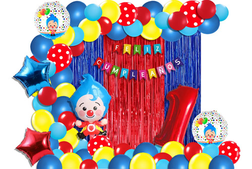 Globos Decoración Cumpleaños Payaso Plim Plim (97 Pzas)