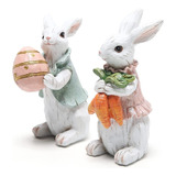 2 Figuras De Conejo De Pascua Y Primavera, Estatuas De Conej