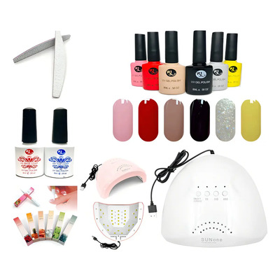 Kit Gelish (gama 6pz)+lampara 36w Uv\u002Fled+base+top+lima+aceit Color M | Envío gratis