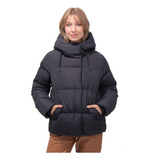 Campera Mujer Importada Puffer Cruzada Capucha Bien Abrigada