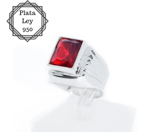 Anillo Sello Hombre Plata 950 Circón Ruby - Neko Rings